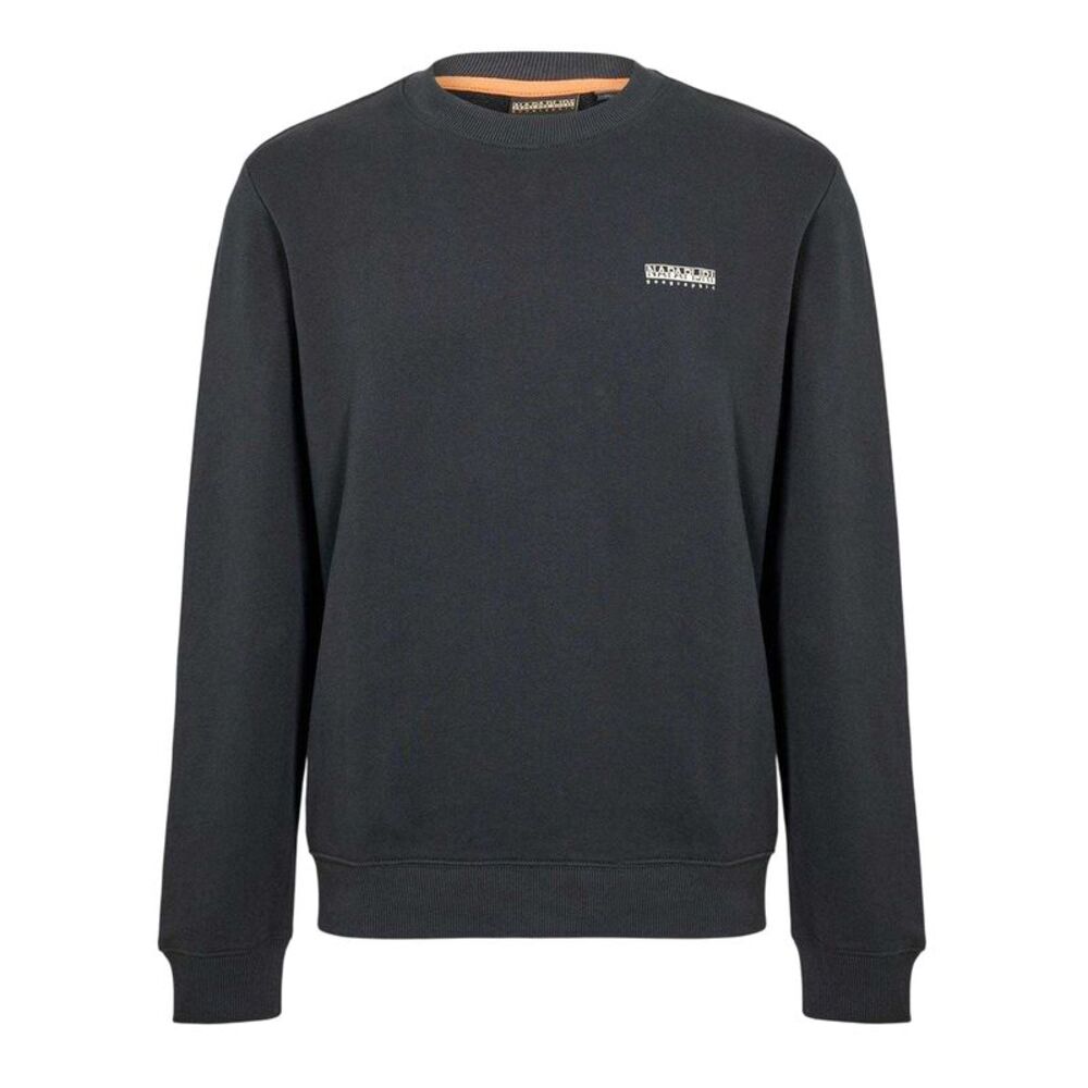 Napapijri Mens Box Logo Cotton Crew Neck Straight Sweatshirt / Black Beauty